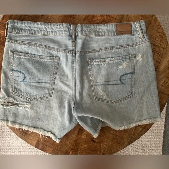 American Eagle Outfitters Blue Distressed Jean Shorts - Picture 2 of 6